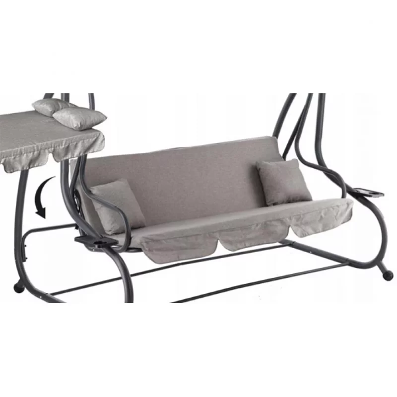 Balansoar de gradina, 210x120x170 cm, functie sezlong, Gri