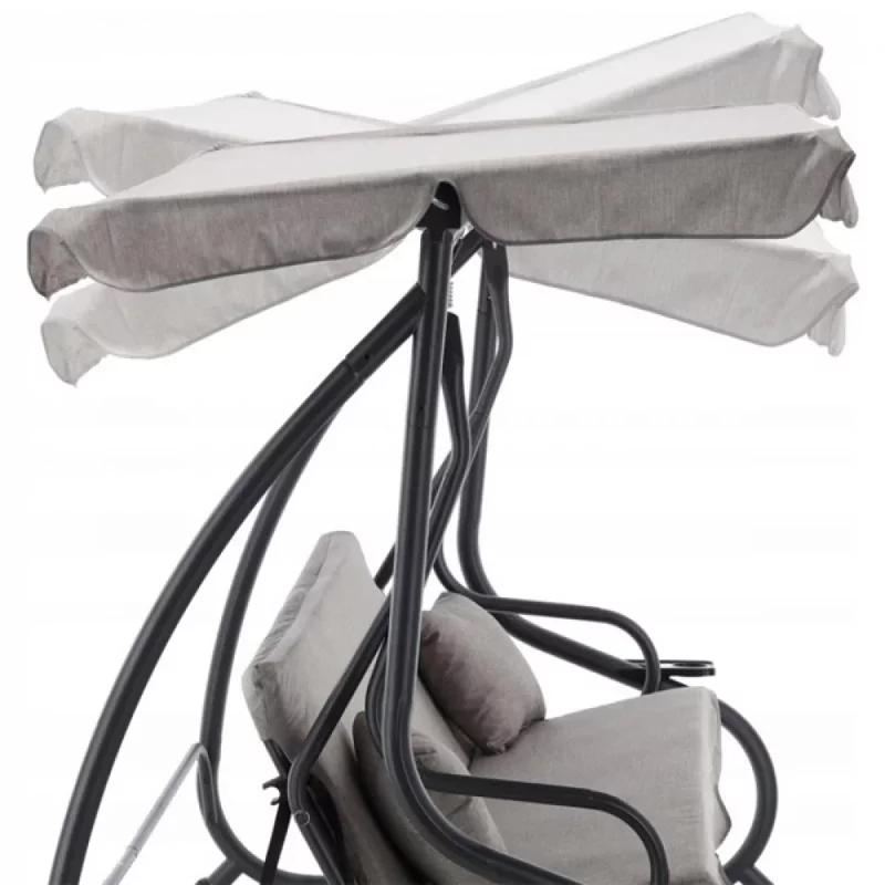 Balansoar de gradina, 210x120x170 cm, functie sezlong, Gri