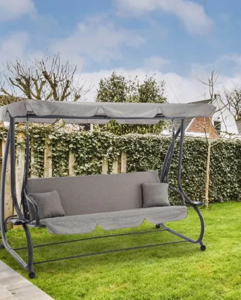 Balansoar de gradina, 210x120x170 cm, functie sezlong, Gri